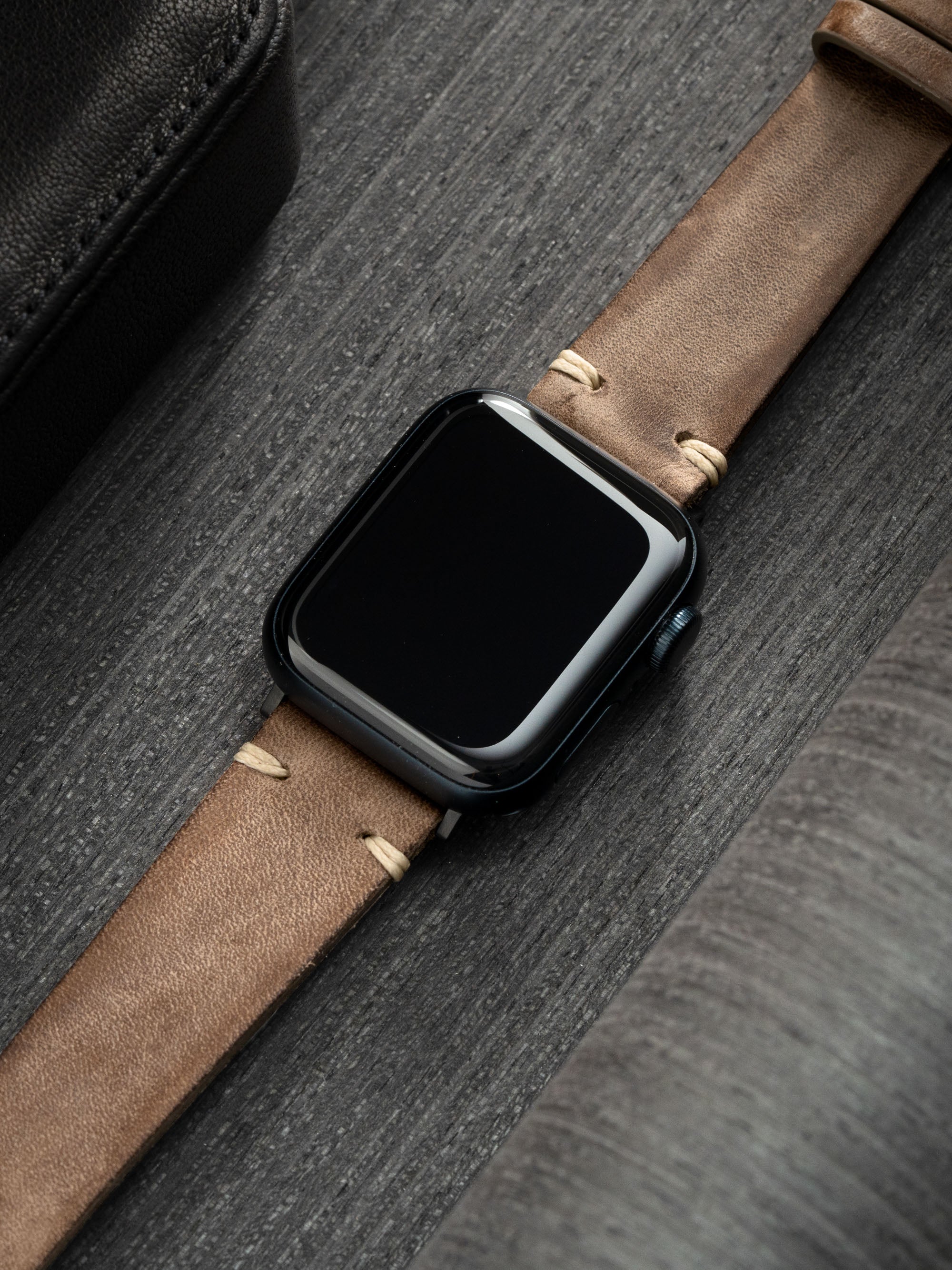 Apple Watch Band Grey Leather Vintage Smoke