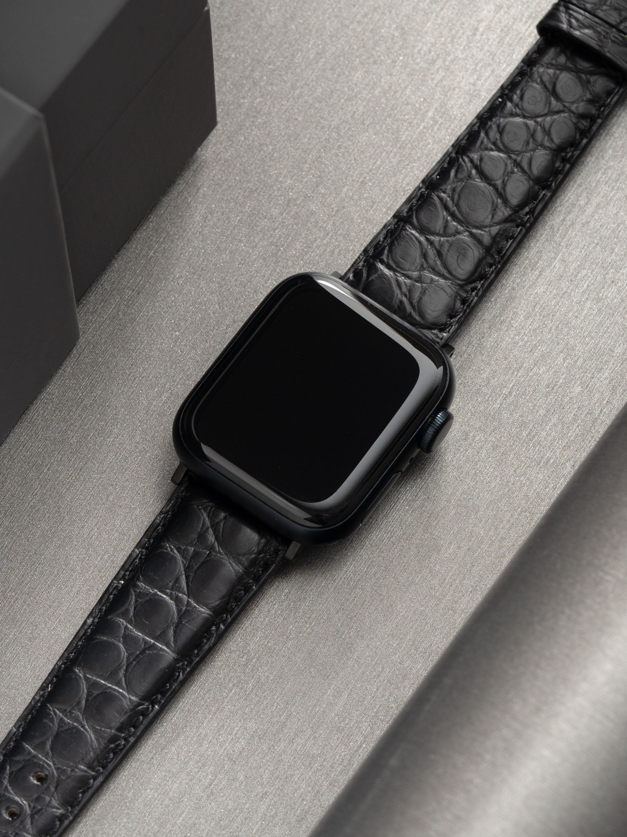 Leather Strap Apple Watch Stripe Luxe Black Marble Apple Watch