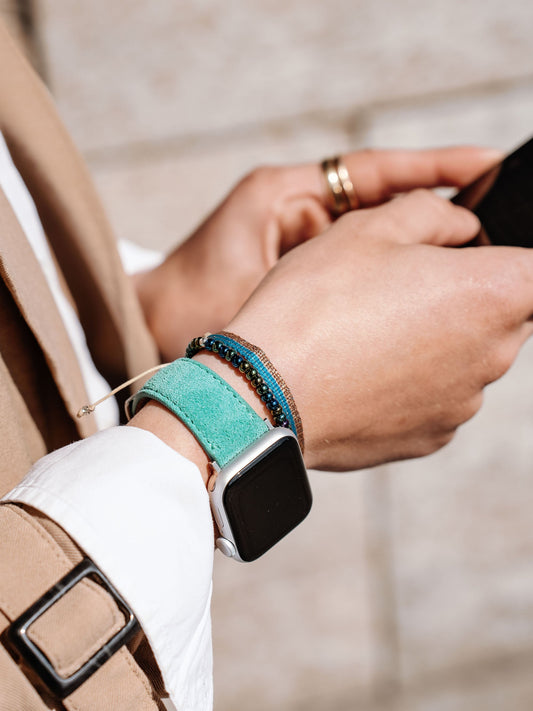 Apple Watch Band - Blue Suede Leather - Turquoise