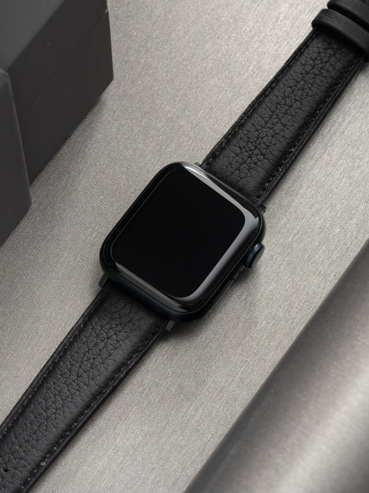 Design Apple Watch Band - Black Calf Leather - Taurillon Noir