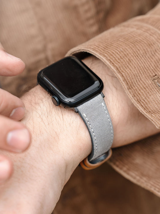 Apple Watch Band - Grey Suede Leather - Harbor