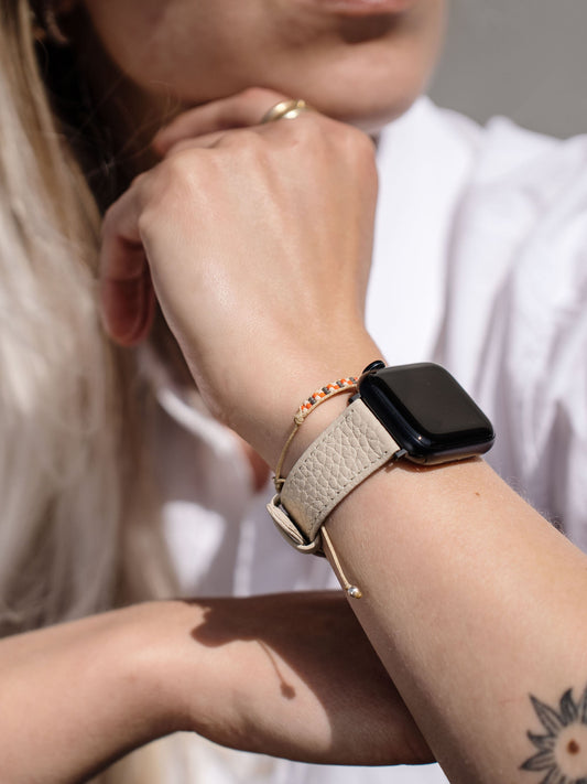 Luxury Apple Watch Band - Creme Calf Leather - Taurillon Speedy