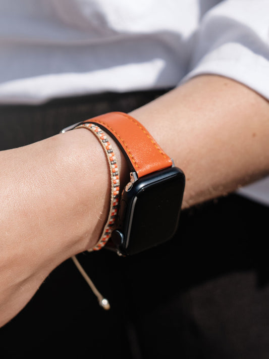 Design Apple Watch Band - Orange Calf Leather - City