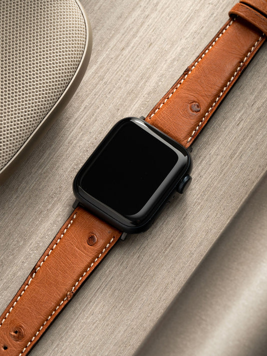 Apple Watch Band - Brown Ostrich Leather - Cognac