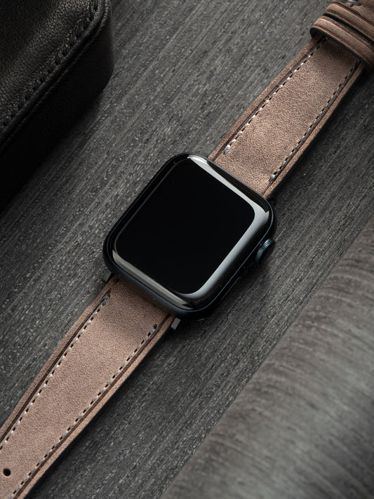 Apple Watch Band - Grey Leather - Café Au Lait