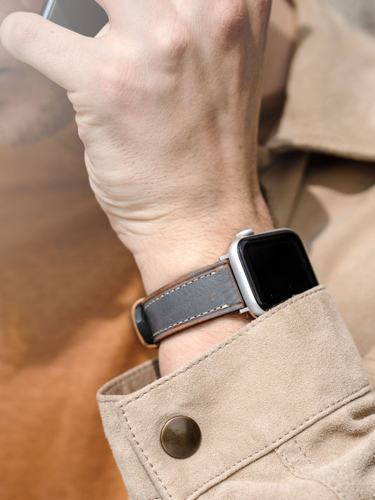 Design Apple Watch Band - Blue Leather - Retro Denim