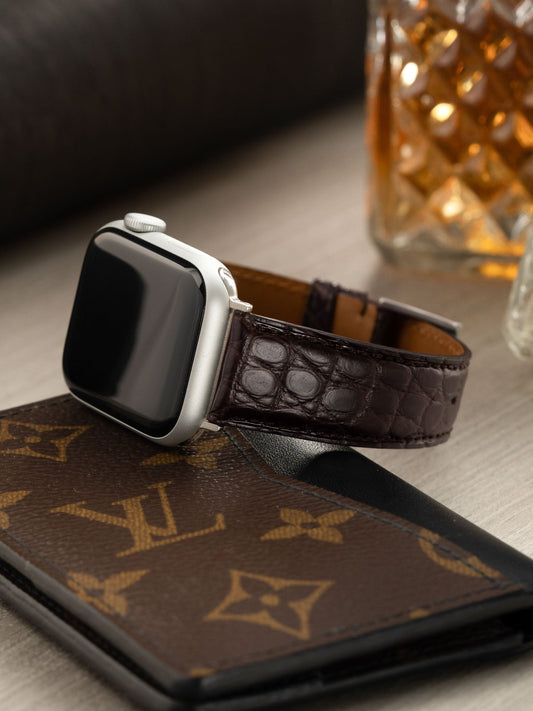 Luxury Apple Watch Band - Brown Alligator Leather - Mocha