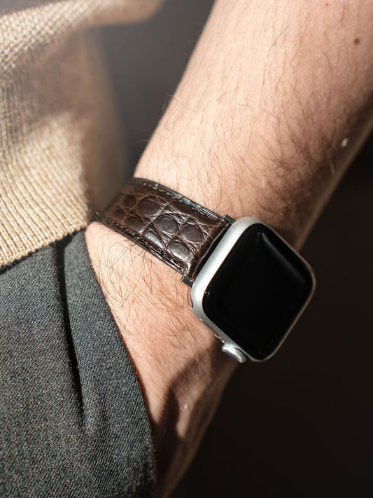 Design Apple Watch Band - Brown Alligator Leather - Mocha