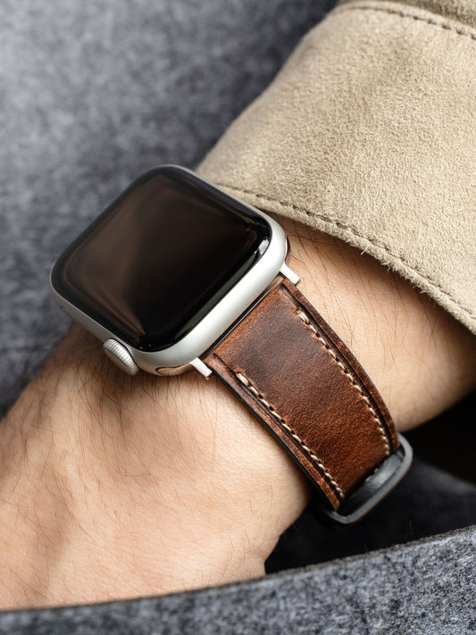 Luxury Apple Watch Band - Brown Leather - Le Métropolitain