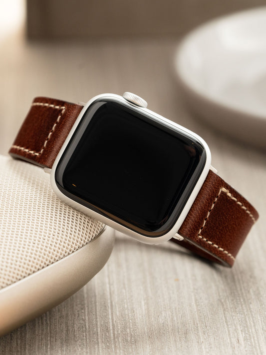 Design Apple Watch Band - Brown Leather - Siena Box Stitch