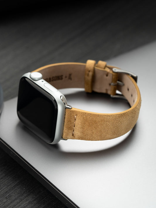 Design Apple Watch Band - Brown Suede Leather - Camel