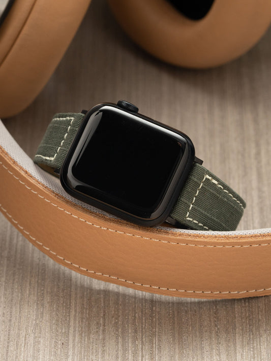 Luxury Apple Watch Band - Green Canvas - Ripstop