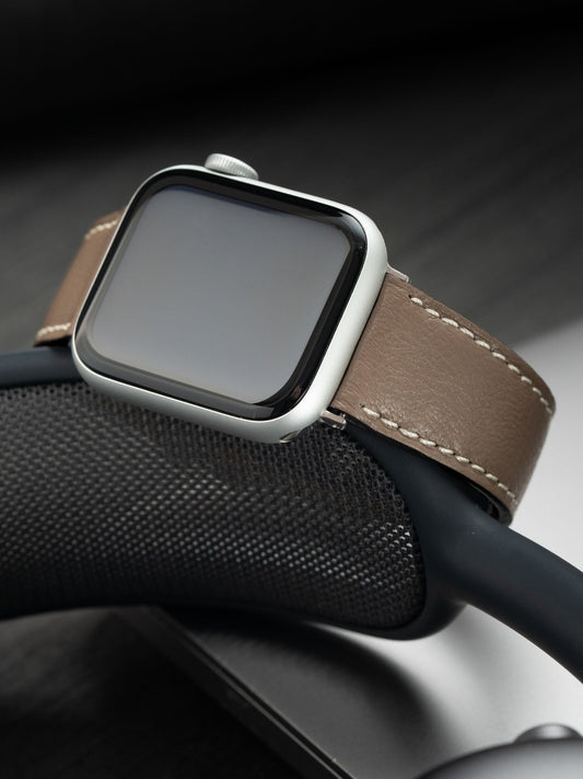 Design Apple Watch Band - Grey Calf Leather - Taupe