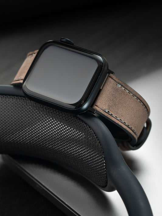 Design Apple Watch Band - Grey Leather - Café Au Lait