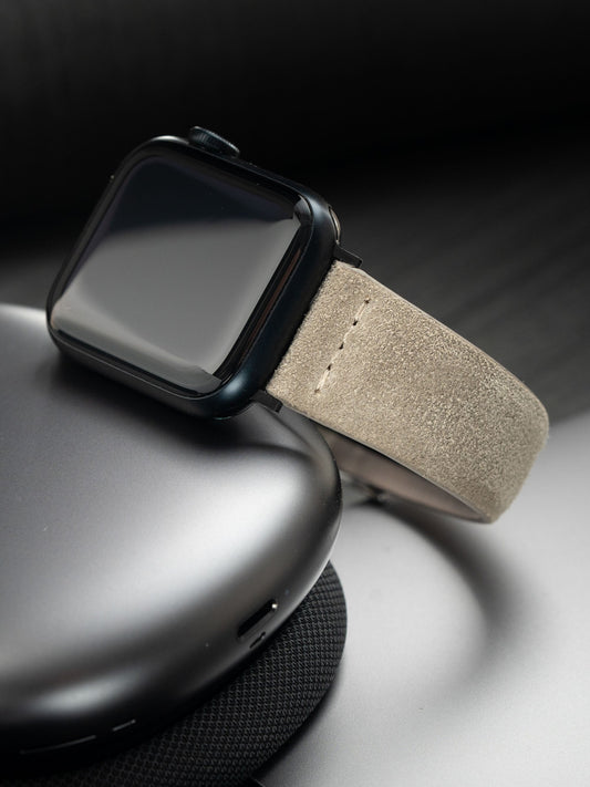 Design Apple Watch Band - Grey Suede Leather - Concrete