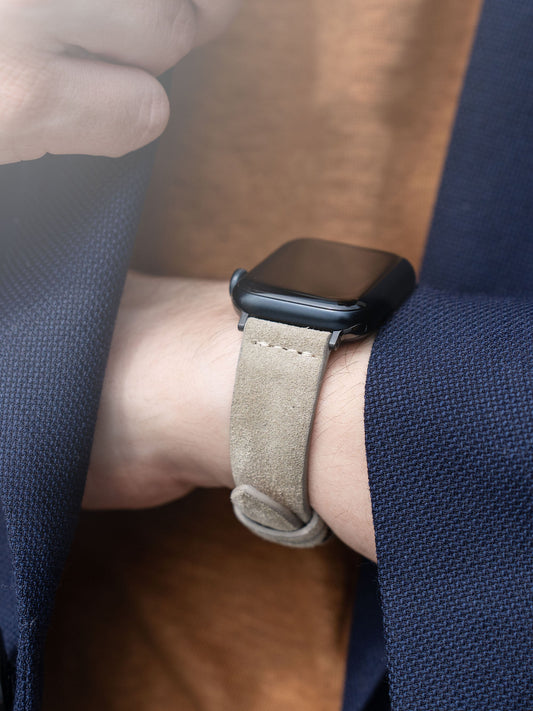 Luxury Apple Watch Band - Grey Suede Leather - Concrete