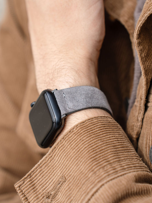 Luxury Apple Watch Band - Grey Suede Leather - Iron