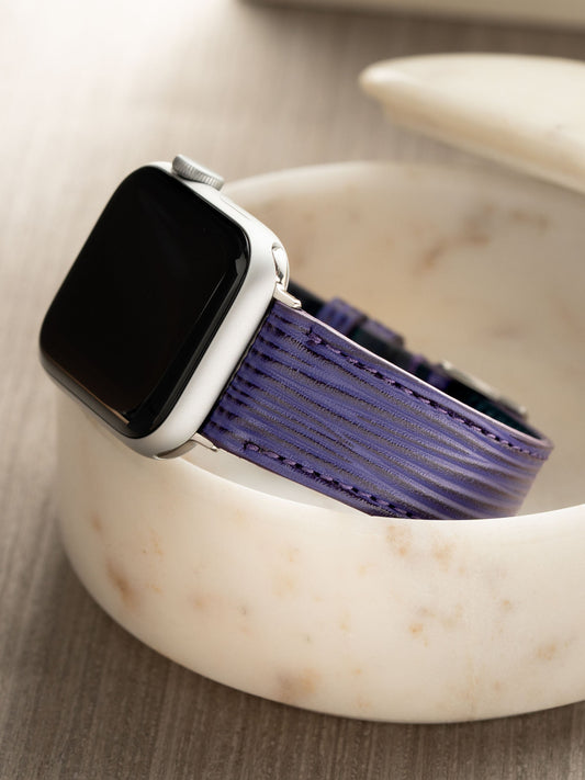 Design Apple Watch Band - Purple Leather - Boarded Grape