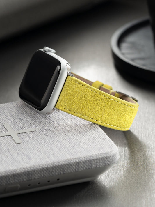 Design Apple Watch Band - Yellow Suede Leather - Citrus