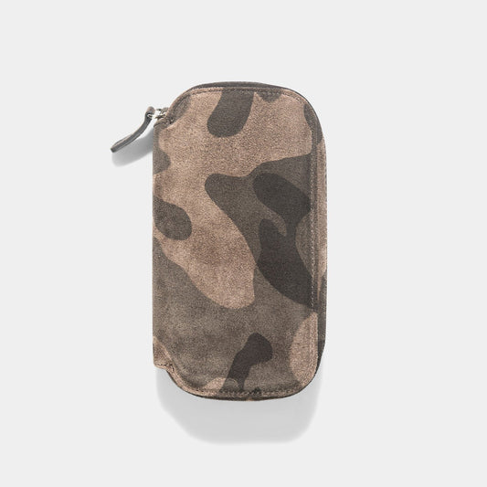 Apple Watch Travel Zip Pouch - Urban Camo Suede Leather - Twin