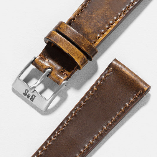 Men Apple Watch Band - Brown Leather - Degrade Honey