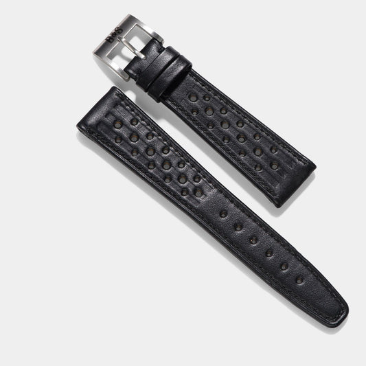 Expensive Apple Watch Band - Black Leather - Racing Speedy