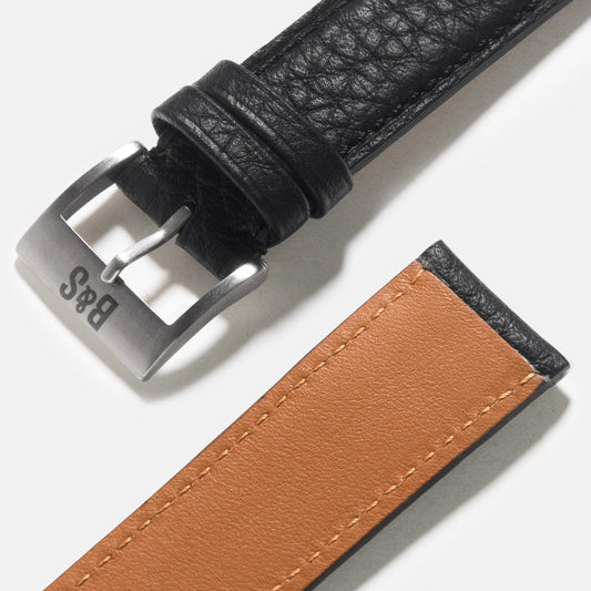 Men Apple Watch Band - Black Calf Leather - Taurillon Noir