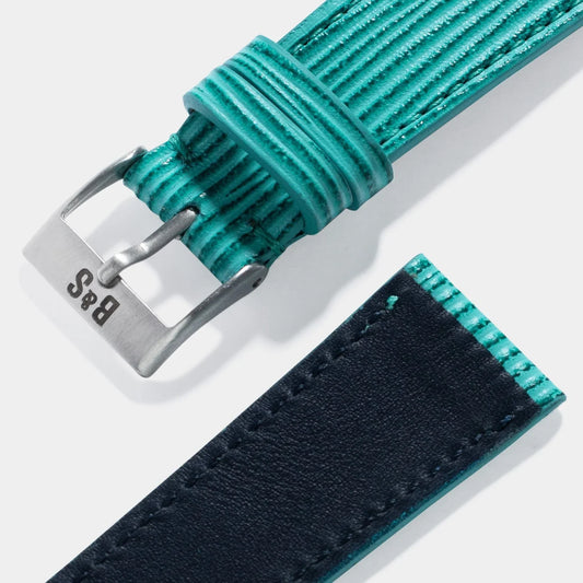 Men Apple Watch Band - Blue Leather - Boarded Aqua