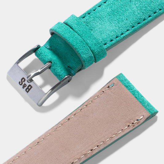 Men Apple Watch Band - Blue Suede Leather - Turquoise