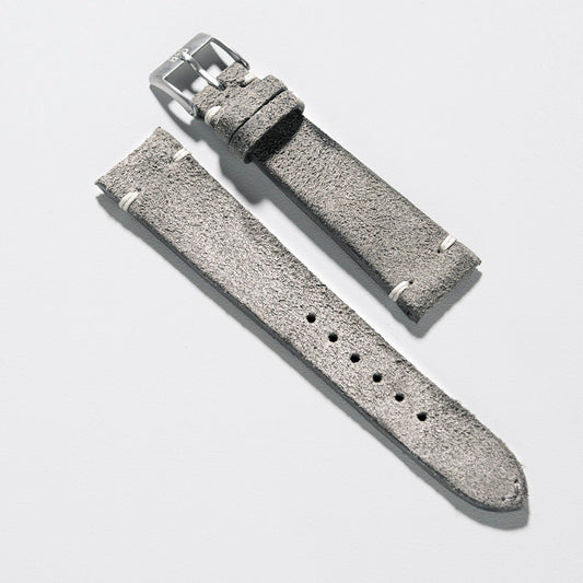 Men Apple Watch Band - Grey Leather - Vintage Rugged