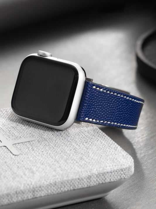 Apple Watch Band - Dark Blue Leather - Pebbled