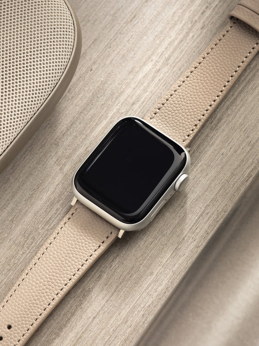 Apple Watch Band - Creme Leather - Tonal Pebbled
