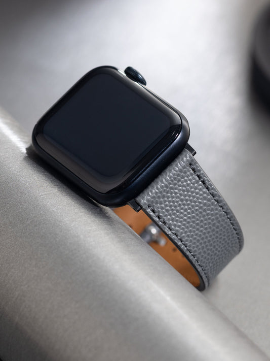 Apple Watch Band - Grey Leather - Tonal Pebbled