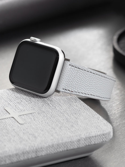 Apple Watch Band - Light Grey Leather - Tonal Pebbled