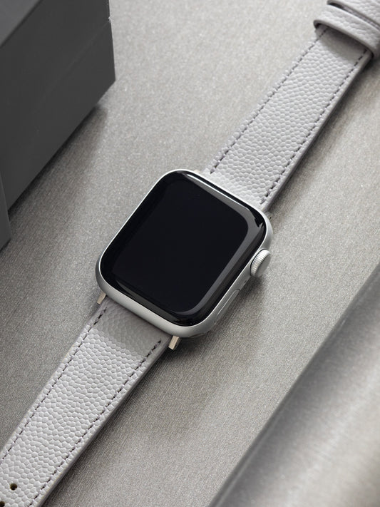 Apple Watch Band - Light Grey Leather - Tonal Pebbled