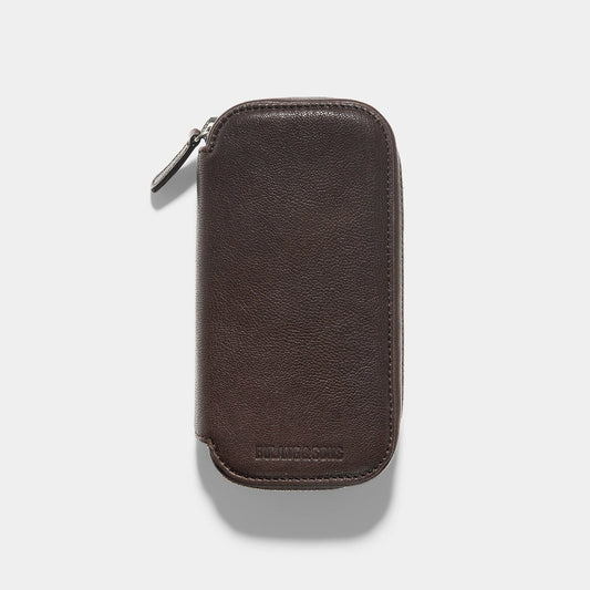 Apple Watch Travel Zip Pouch - Dark Brown Calf Leather - Twin